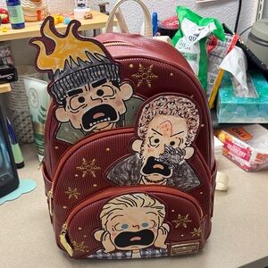 Loungefly Brown Backpack with Home Alone Characters